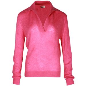 Khaite Jo Polo Pullover in rosa Kaschmir 7703676256316