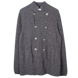 Brunello Cucinelli Zweireihige Strickjacke aus schwarzer Baumwolle
