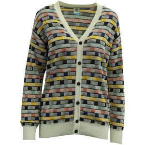 M Missoni gestreifte Intarsia Strickjacke aus mehrfarbiger Baumwolle 7703676420156