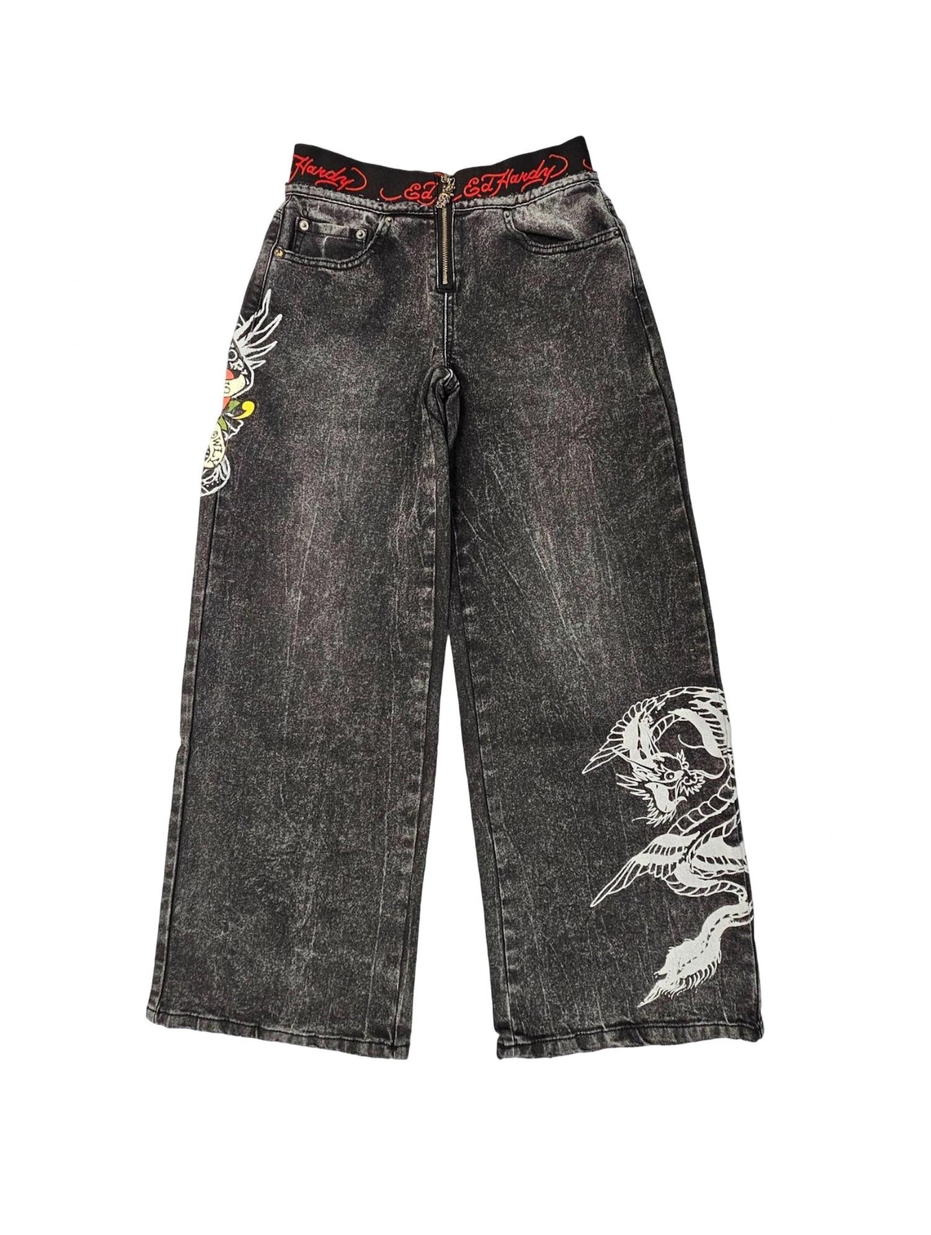 Damen Lks Dragon Vorderseite Zip Jean In Vintage Grau