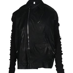Rick Owens Moto Jacke aus schwarzem Leder 7703676780604