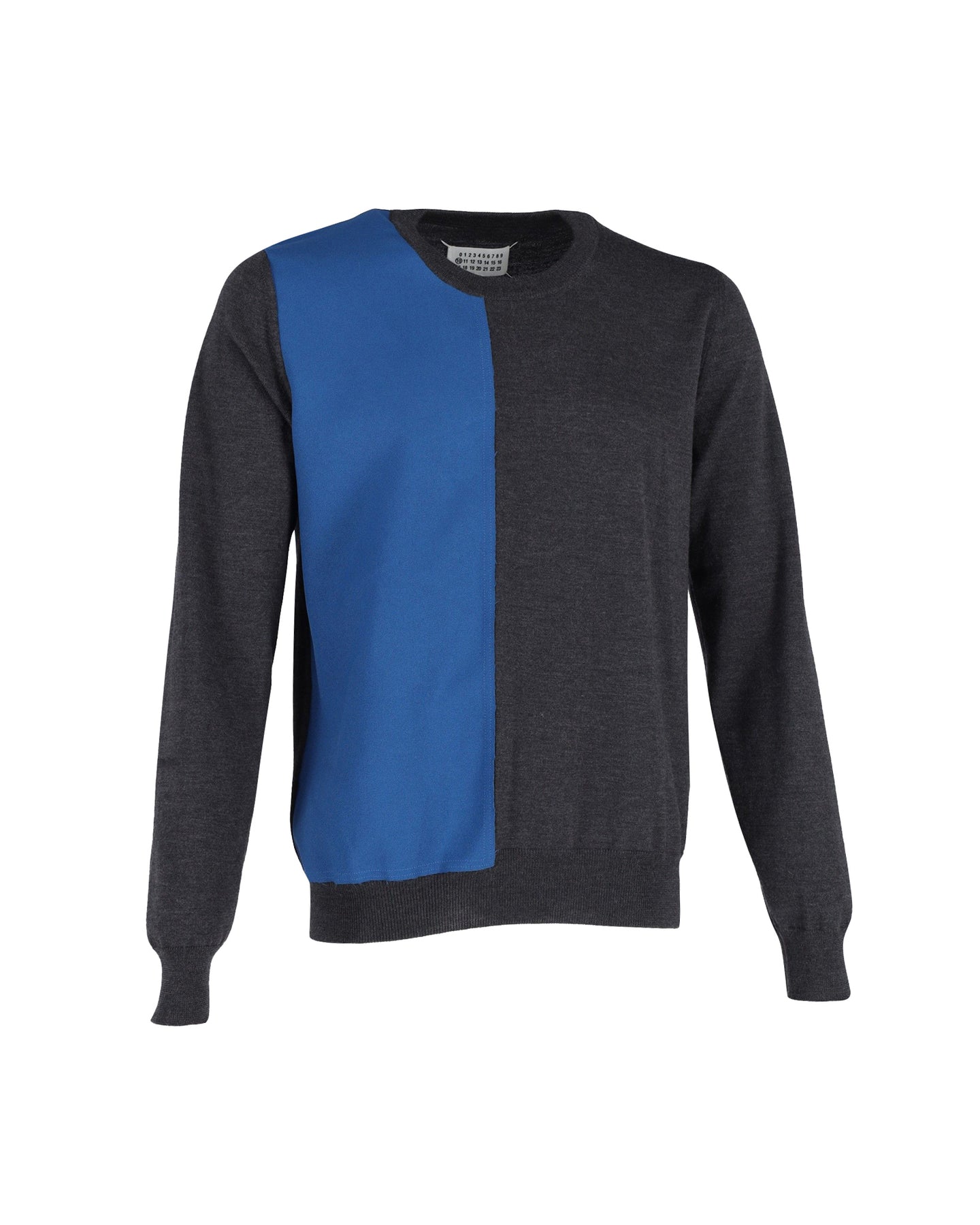 Maison Margiela Colorblock Pullover mit Rundhalsausschnitt aus grauer und blauer Baumwolle
