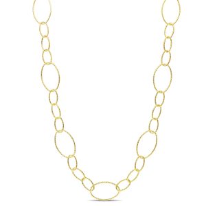 Mimi & Max 13mm Fancy Oval Link Chain Halskette aus gelbem Sterling Silber – 24 in