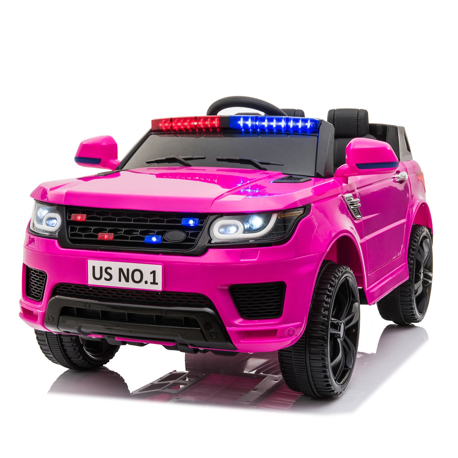 Streamdale Rose Rot Police Ride-On SUV Spielzeug für Kinder im Alter von 3-8 mit Megaphon
