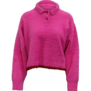 Jacquemus Le Polo neve texturierter Pullover aus rosa Polyamid 7703681761340