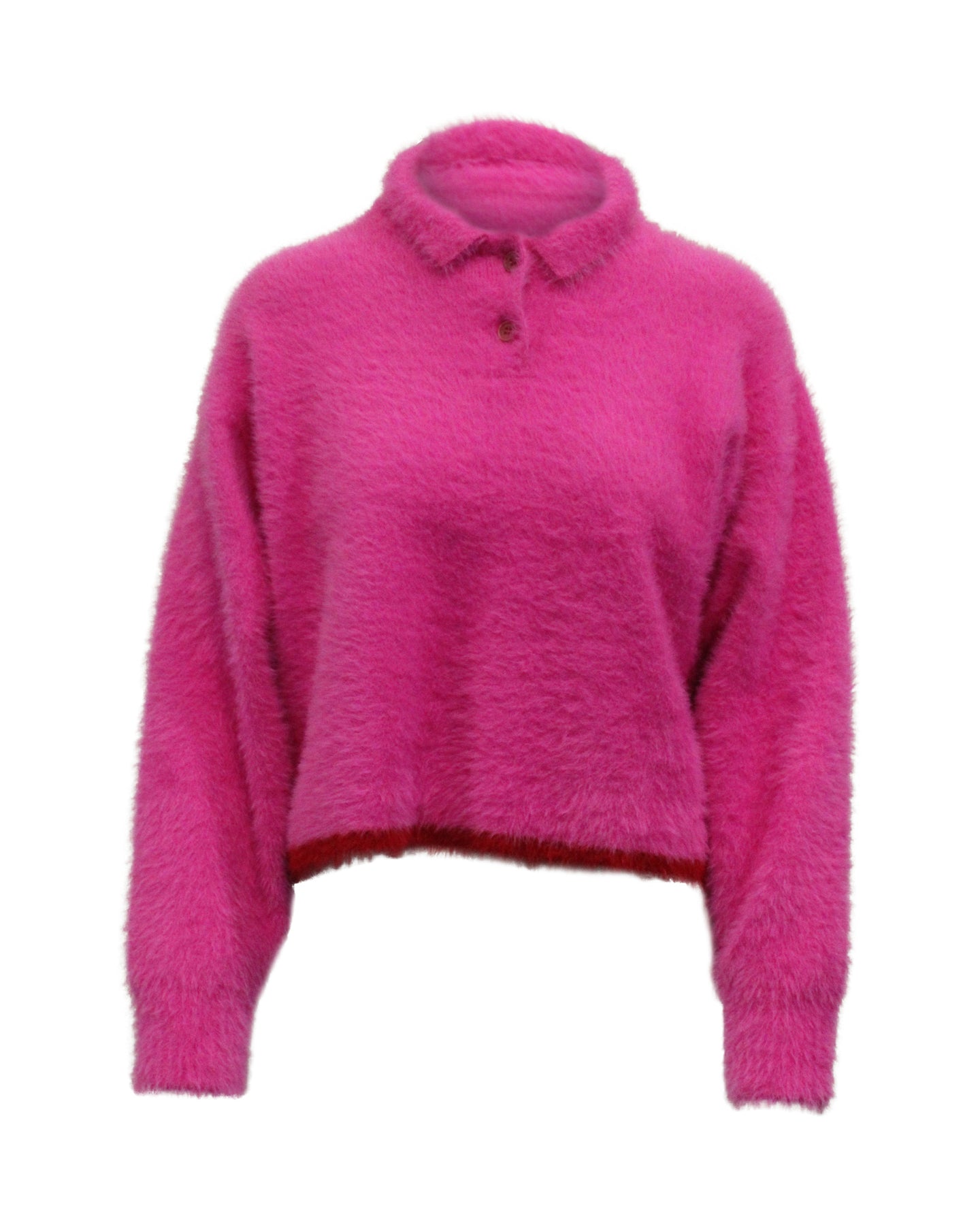 Jacquemus Le Polo Neve Pullover mit Struktur aus rosa Polyamid