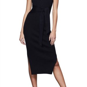 Belted Kleid in schwarz 7803975073852