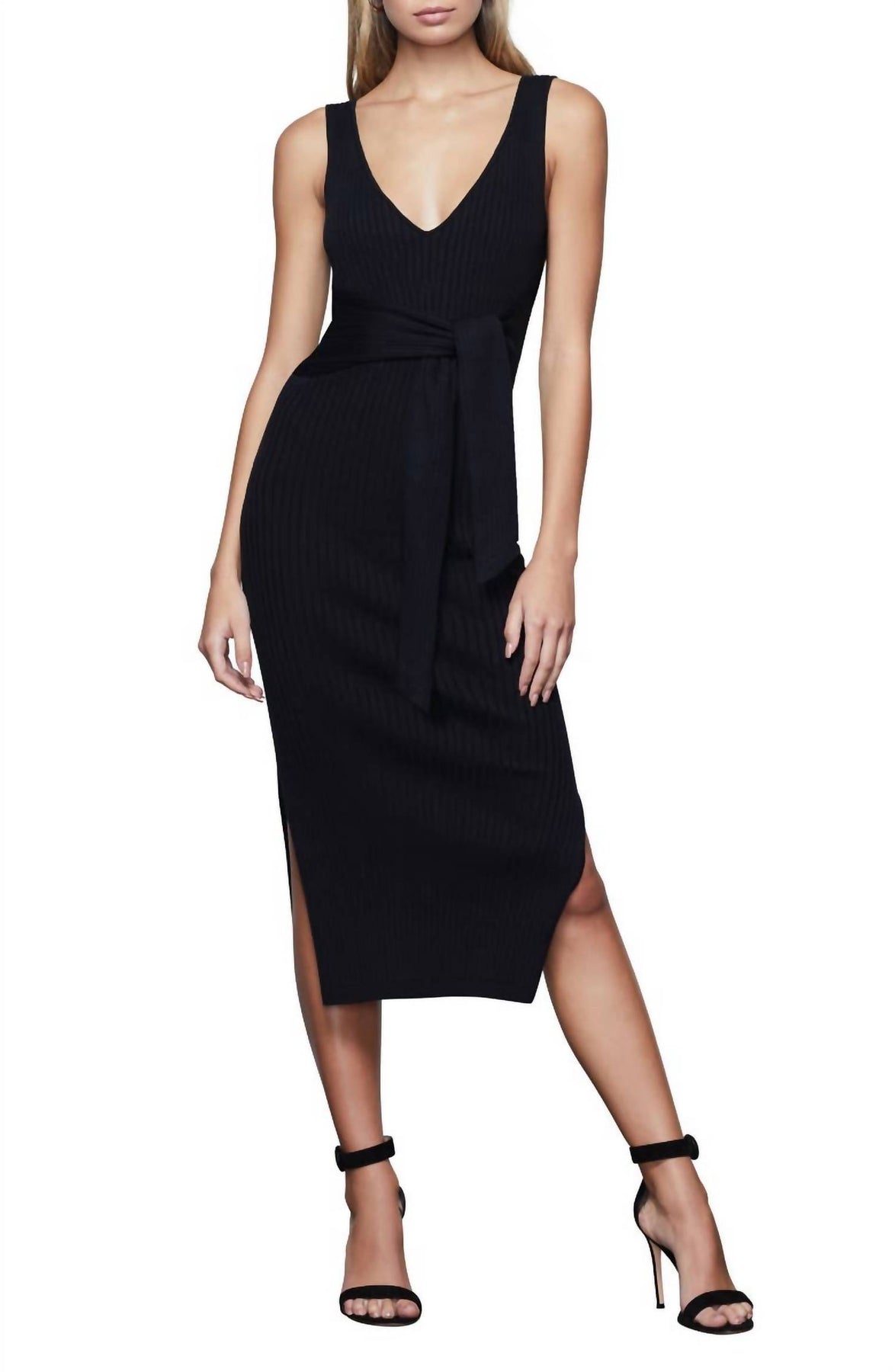 Bodykleid mit Gürtel in Schwarz