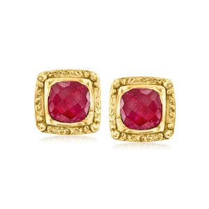 Ross-Simons Ohrringe im etruskischen Stil aus Rubin in 18kt Gold über Sterling