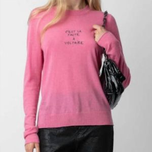 gestickter Federgewicht Kaschmir Pullover aus Gummi