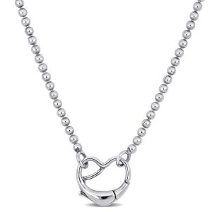 Mimi & Max Perlenkette mit Herzverschluss in Sterling Silber – 18 in