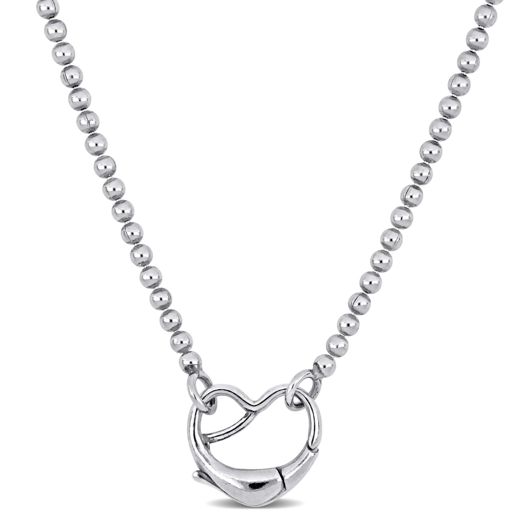 Mimi & Max Perlenkette mit Herzverschluss in Sterling Silber – 18 in
