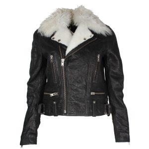 Iro Noemie Biker Jacke aus schwarzem Leder 7703682711612