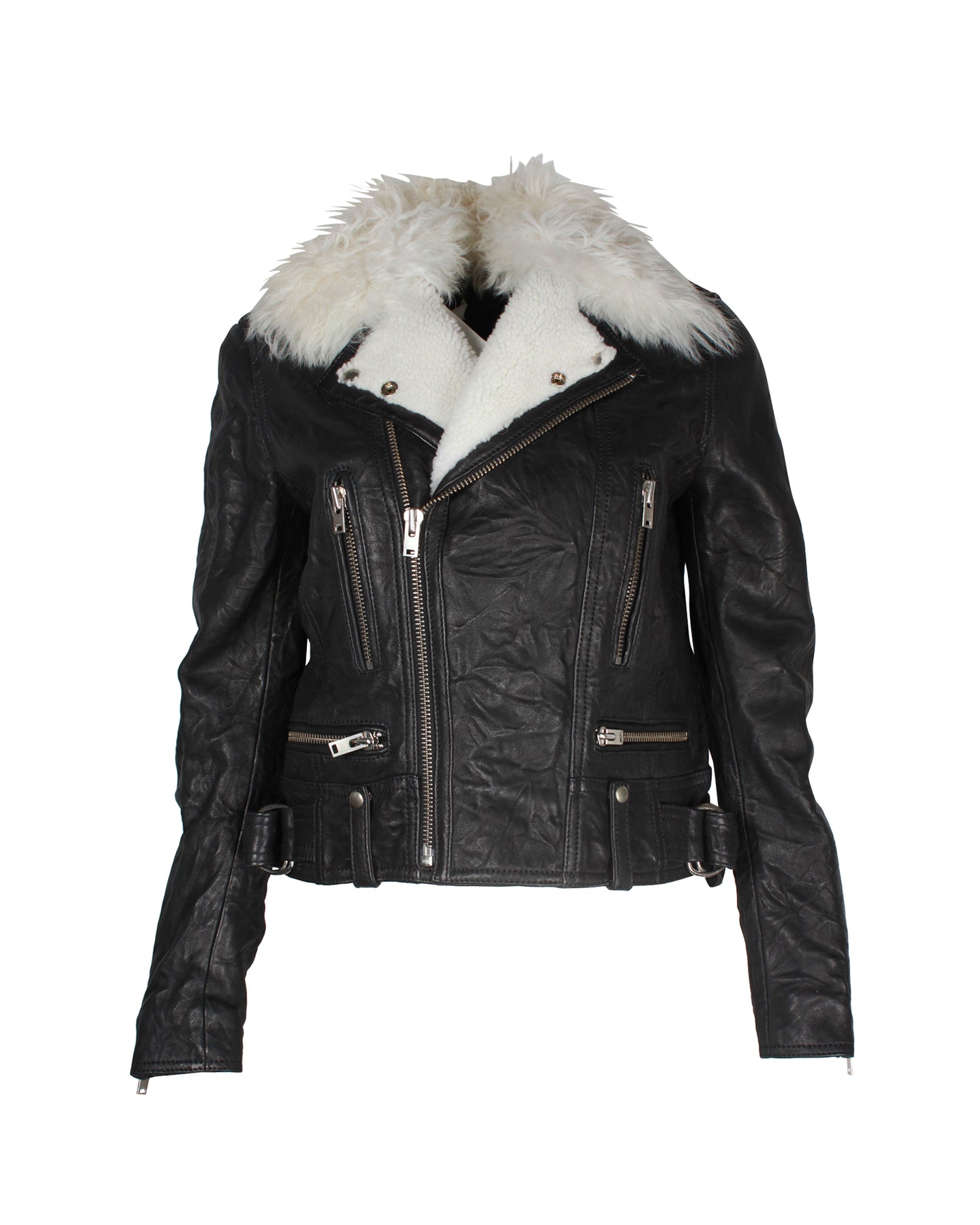 Iro Noemie Biker Jacke aus schwarzem Leder