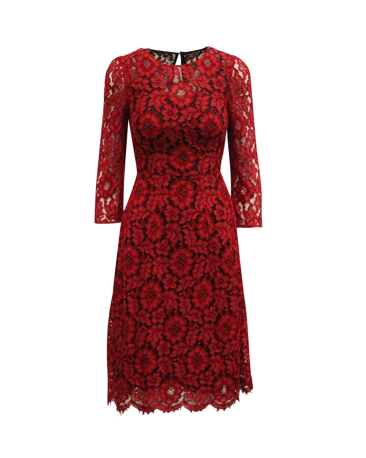 Dolce und Gabbana Kleid aus Spitze in Rot Viskose