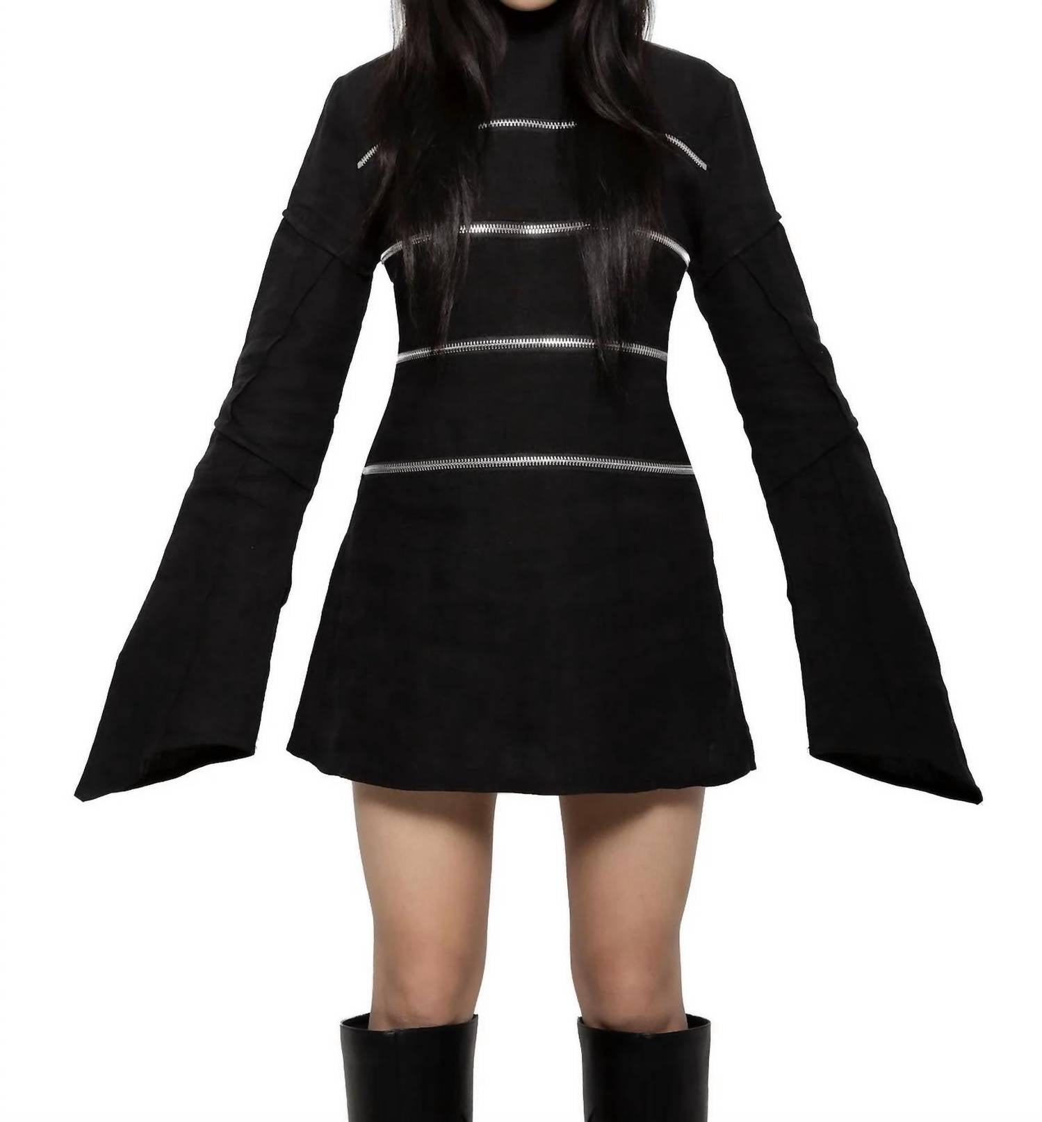Sgt. Reißverschluss Kleid in Schwarz