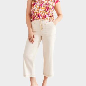 Brooke Hochauftrieb breite Bein jean in ecru 7803977105468