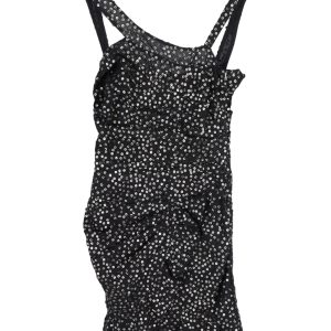 Isabel Marant Sequin Rüschen ein Schulterkleid in schwarzer Baumwolle