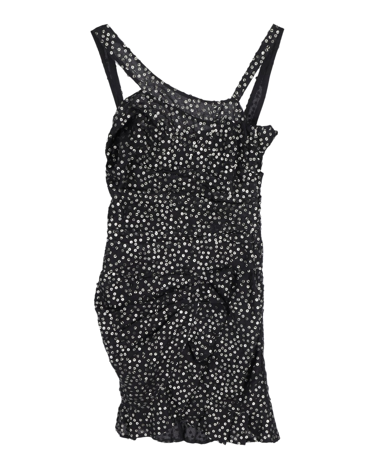 Isabel Marant Pailletten-Kleid aus schwarzer Baumwolle mit Rüschenmuster
