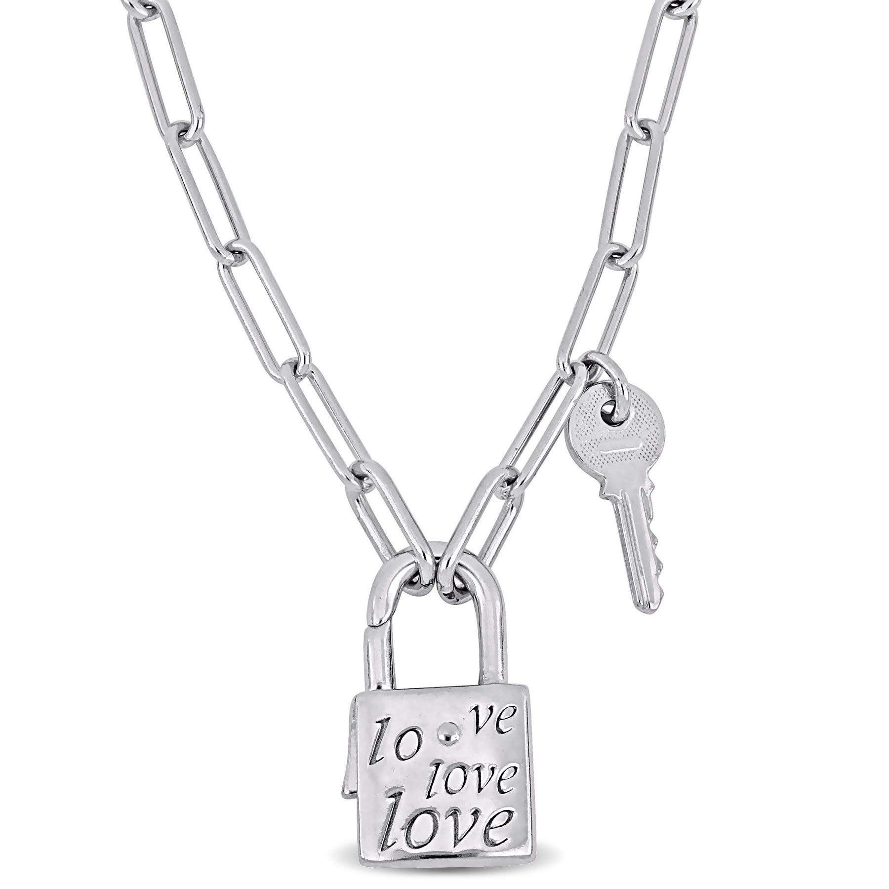 Mimi & Max Schloss & Schlüssel Papier Clip Link Halskette in Sterling Silber – 18 in
