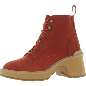 Schnür-Stiefeletten aus Leder mit Hi-Line-Absatz und Schnürung