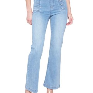 Flare Hose mit dekorativen Knöpfen in hellblau 7803998765116