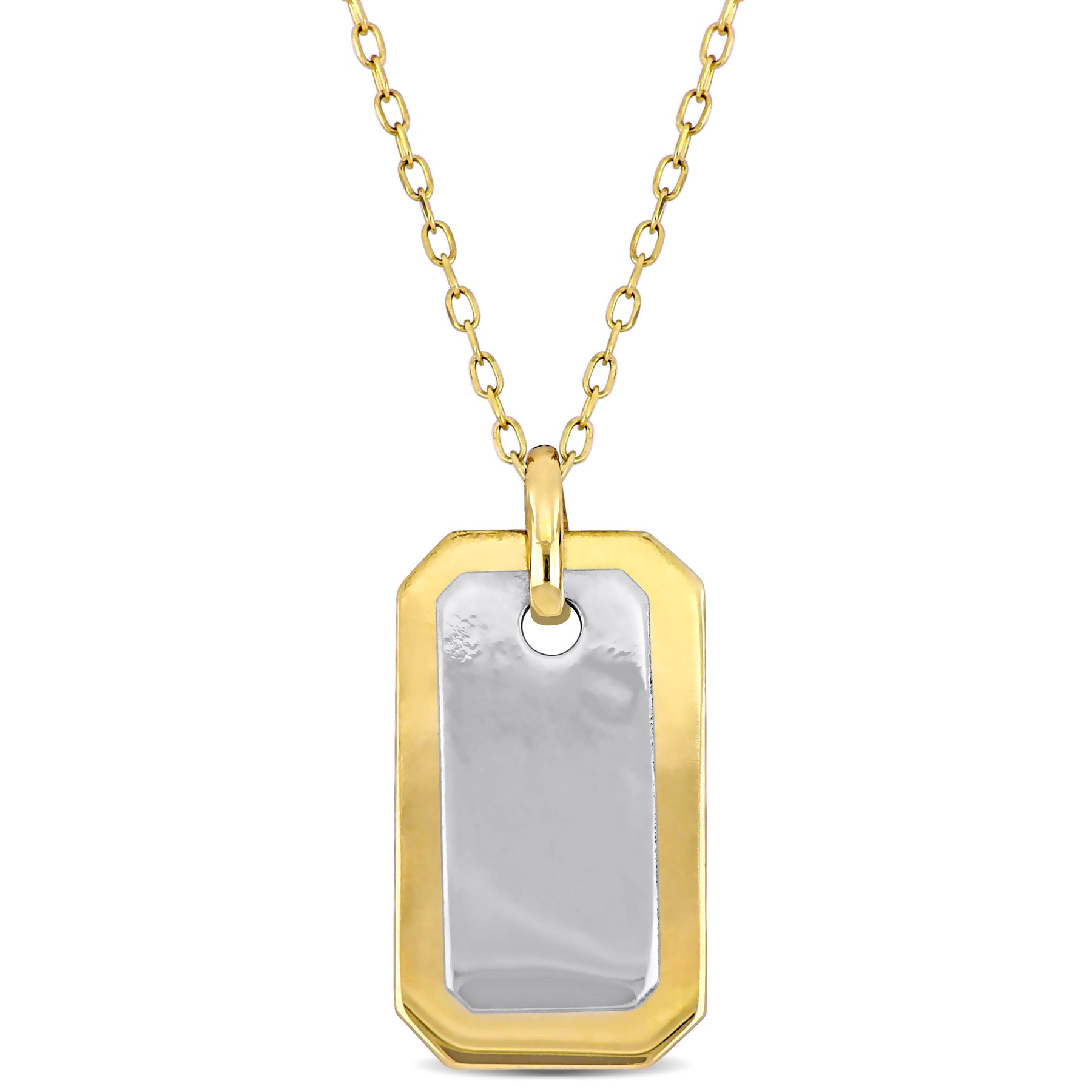 Mimi & Max Dog Tag Halskette aus 10k zweifarbigem Gelb und Weißgold-18 in
