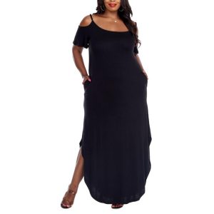 Plus Kaltschultriges Maxikleid aus Jersey von Lexi
