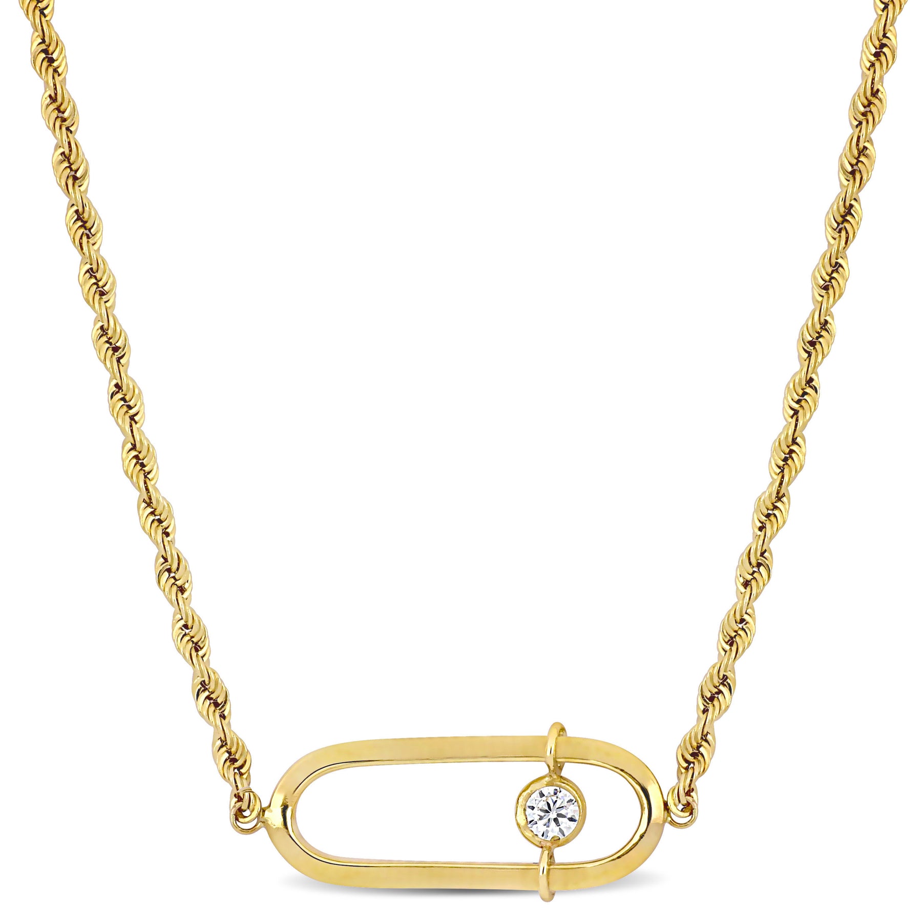 Mimi & Max Zirkonia oval Charm Seil Kette Halskette in 10k Gelbgold – 18 in