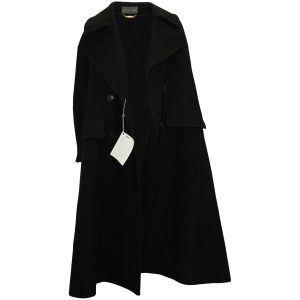Alberta Ferretti Trenchcoat mit doppelter Brust aus schwarzer Wolle