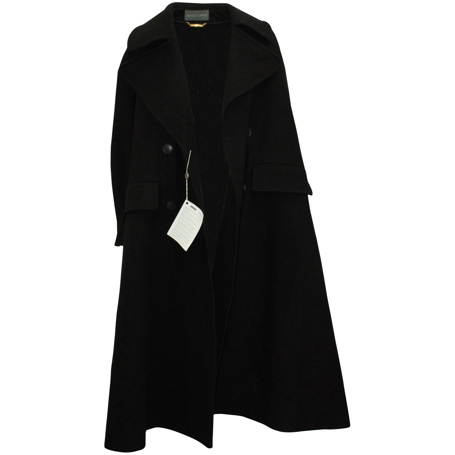 Alberta Ferretti Trenchcoat mit doppelter Brust aus schwarzer Wolle
