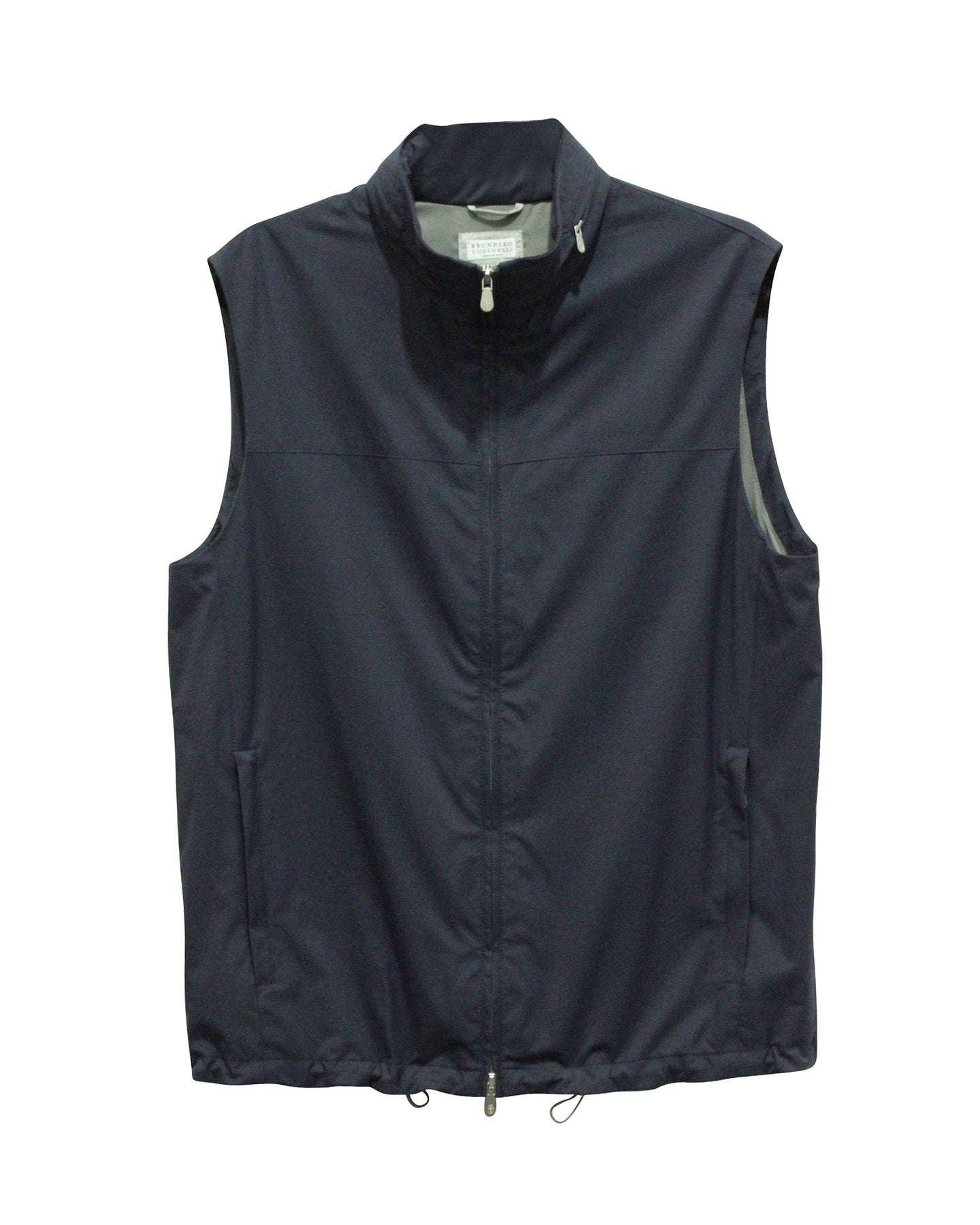 Brunello Cucinelli Zip Up Weste aus marineblauem Nylon