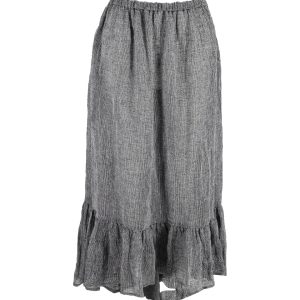 Lisa Marie Fernandez asymmetrischer Midirock aus grauem Leinen