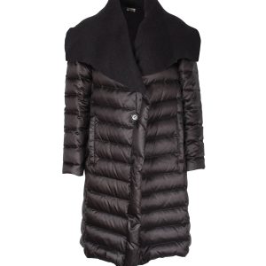 Issey Miyake Strickkragen Daunenmantel aus schwarzem Nylon 7703683072060