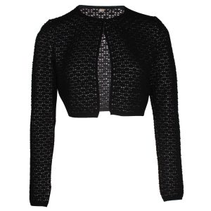 Alaia Strickjacke aus schwarzer Wolle mit Perforation