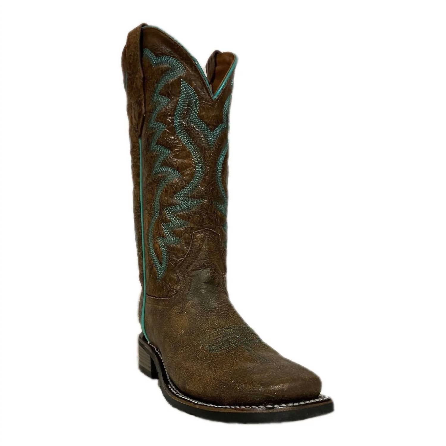 Damen Erdnuss Stickerei weit quadratisch Toe Western Stiefel In Braun