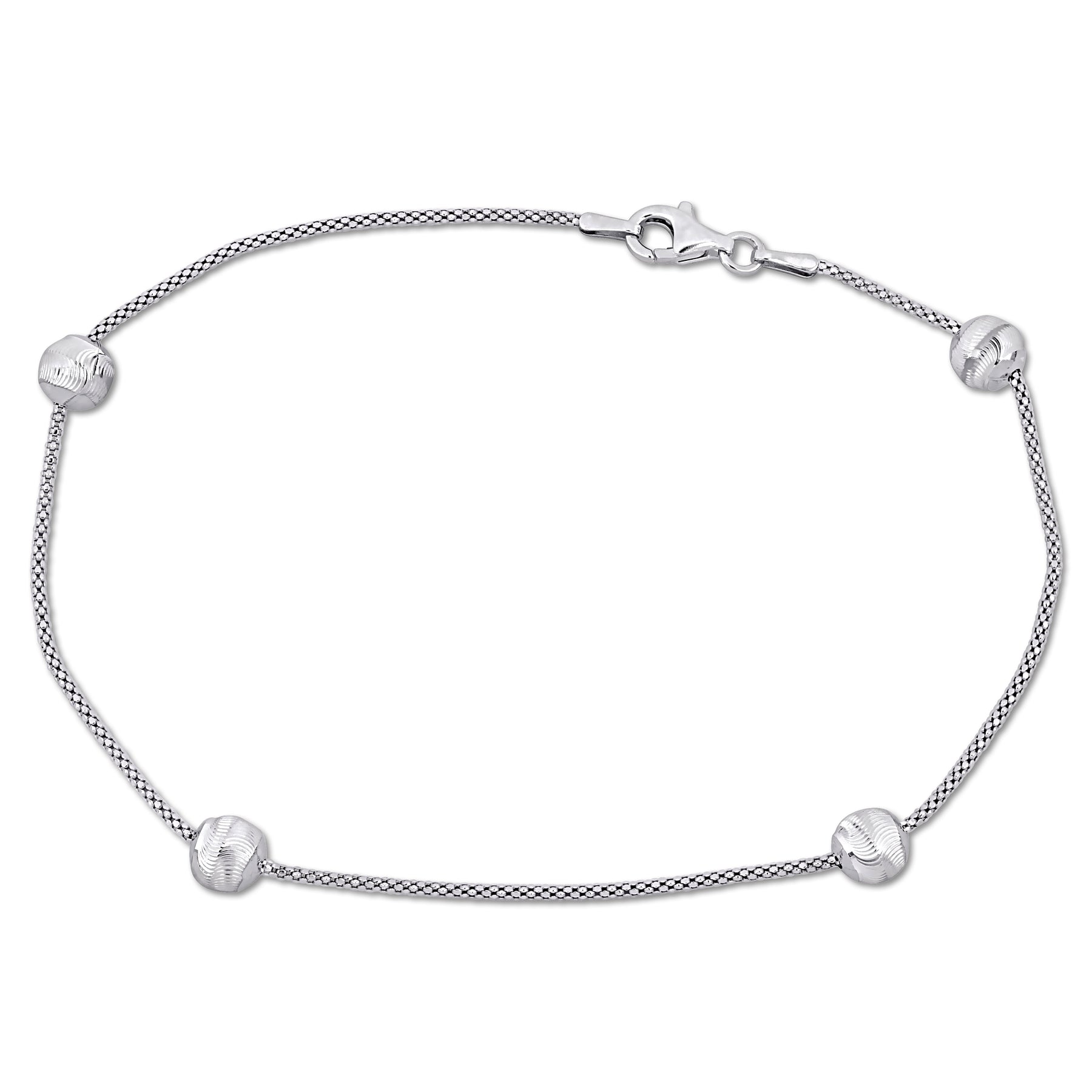 Mimi & Max 6mm Ball Station Kette Fußkettchen mit Sterling Silber Karabinerverschluss – 9 Zoll