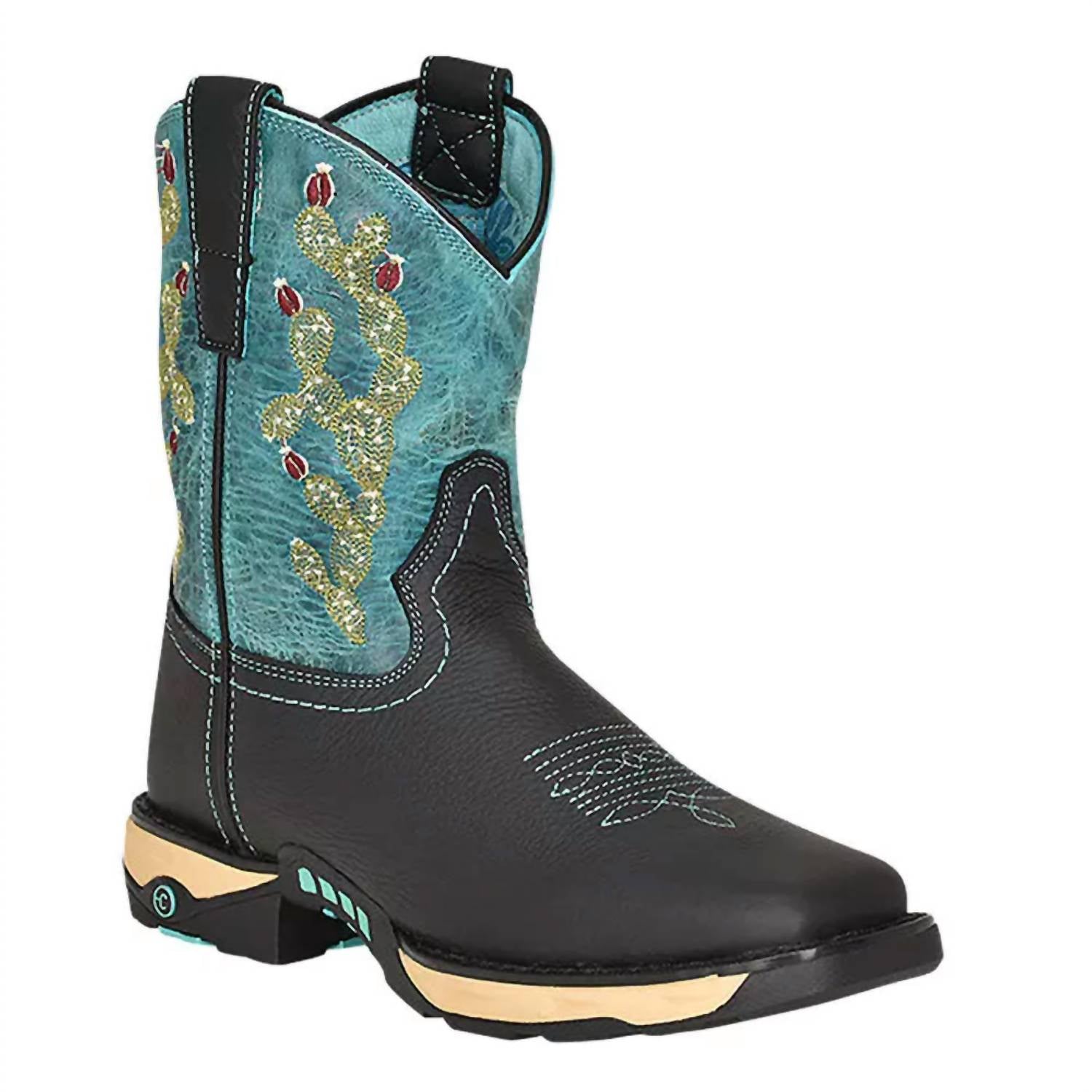 Damen Hydro Resist Arbeit Western Stiefel in schwarz / türkis