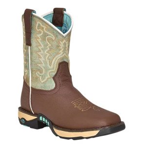 Damen hydro widerstand Arbeit Western Stiefel in Schokolade/Minze