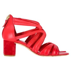 Sandro Block Absatzsandalen aus rotem Leder
