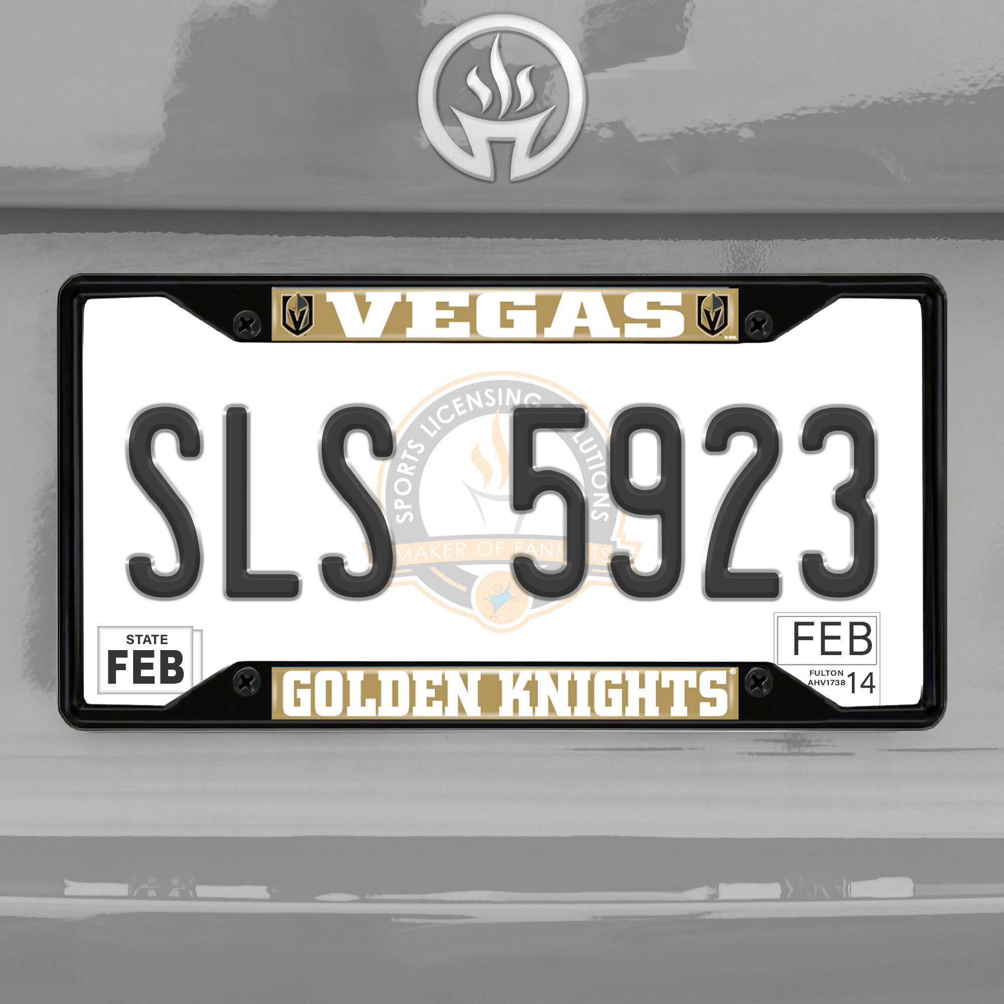 Fanmats Vegas Golden Knights Metall Nummernschild Rahmen schwarz Finish