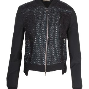 Nina Ricci Bouclé Zipped Jacke aus schwarzem Mohair 7703683563580