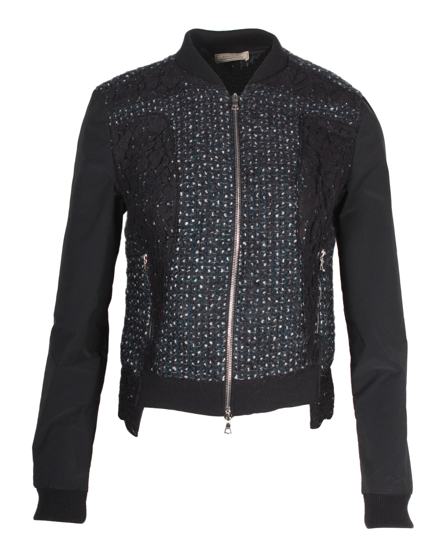 Nina Ricci Bouclé Jacke mit Reißverschluss in Schwarz Mohair