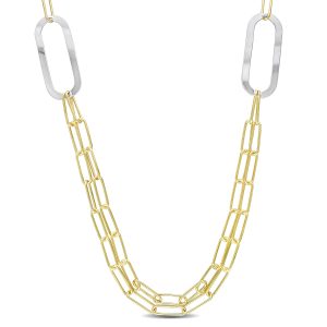 Mimi & Max Two-Tone Paperclip Chain Halskette aus Sterling Silber – 37 in