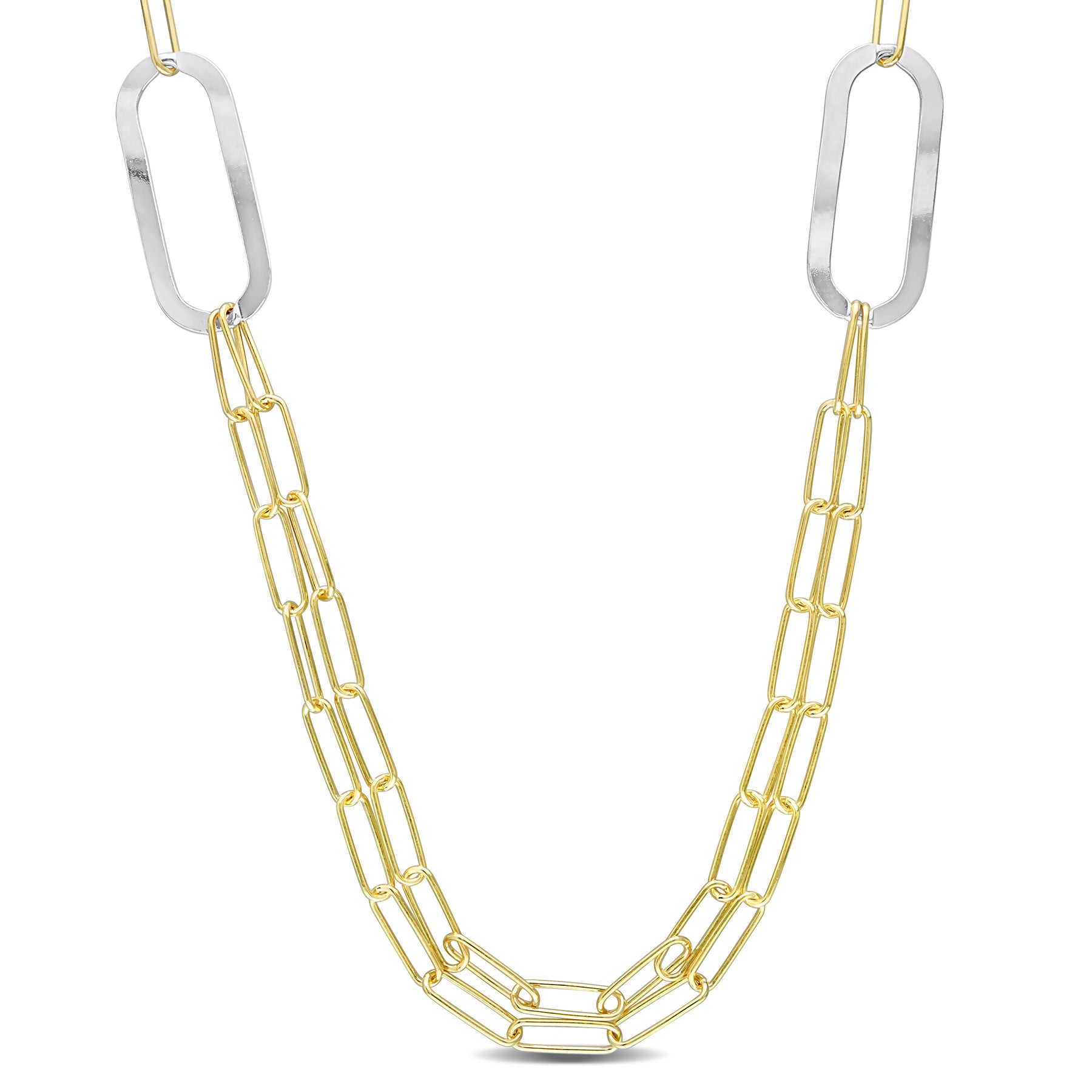 Mimi & Max zweifarbige Paperclip Kette Halskette in Sterling Silber – 37 in
