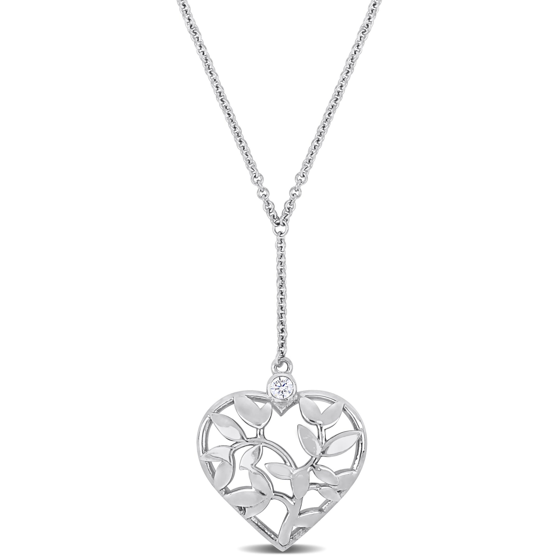 Mimi & Max Zirkonia Herz Tropfen Halskette in Sterling Silber – 16+2 in