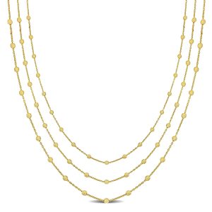 Mimi & Max 3-Strand Station Ball Halskette aus versilbertem Sterling Silber – 16+2 in