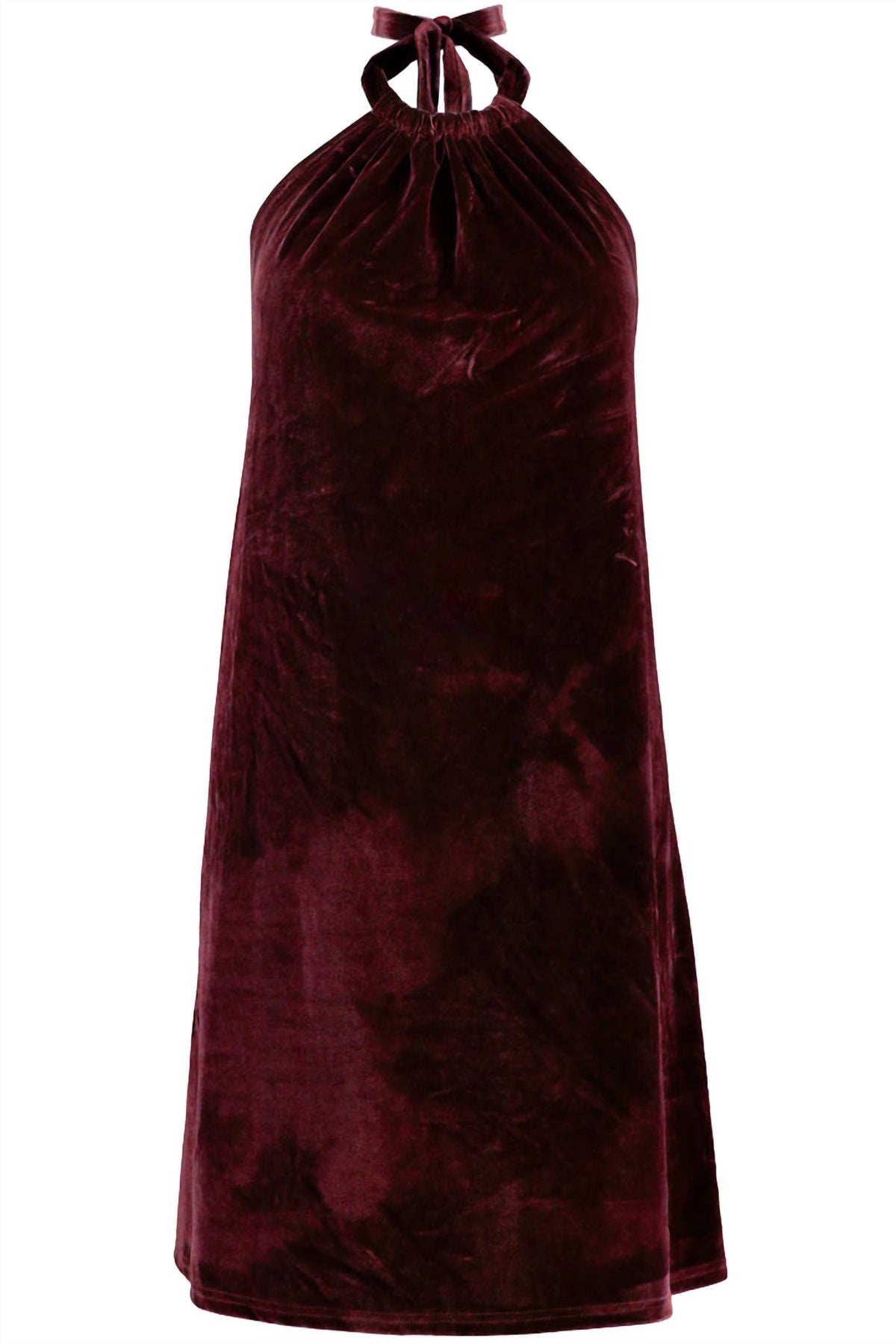 Naomi Velvet Neckholder Kleid in Rubin