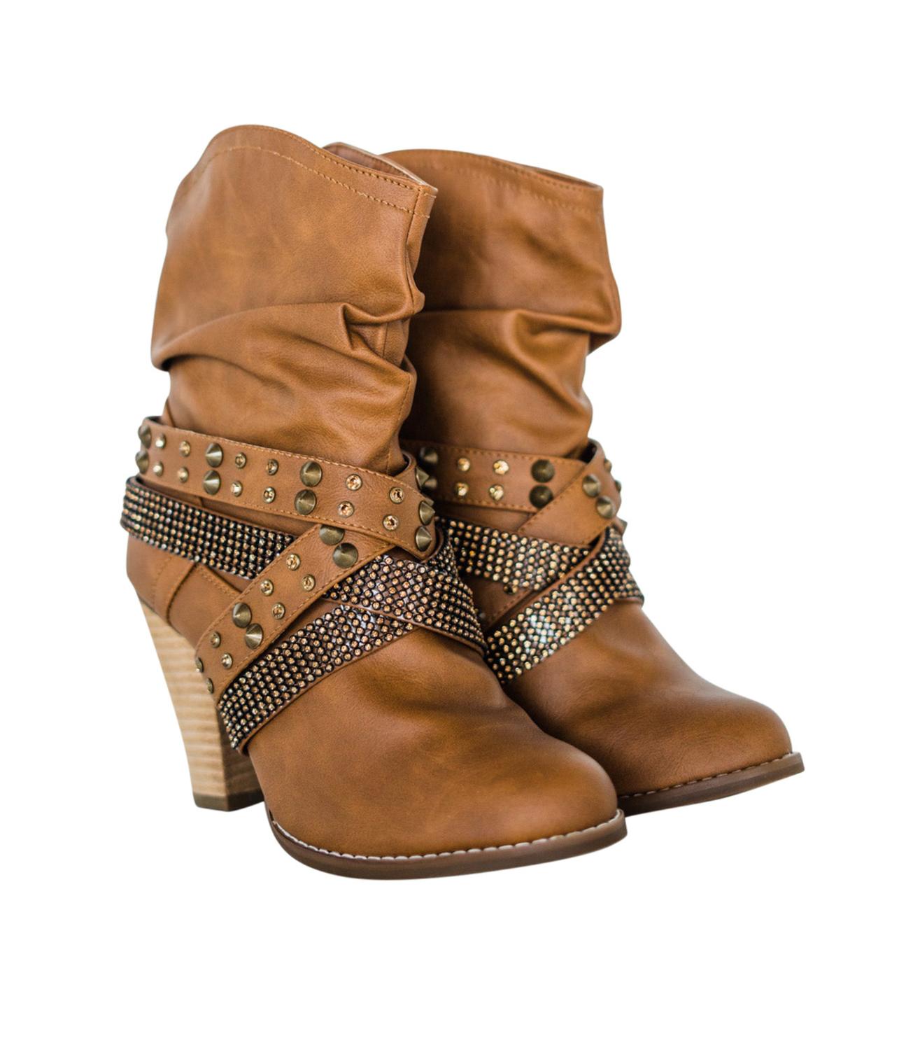 Damen Stiefeletten mit kurzem Wechsel in Hellbraun