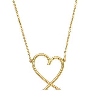 Mimi & Max Herz Halskette mit Kette in 14 Karat Gelbgold – 17 in